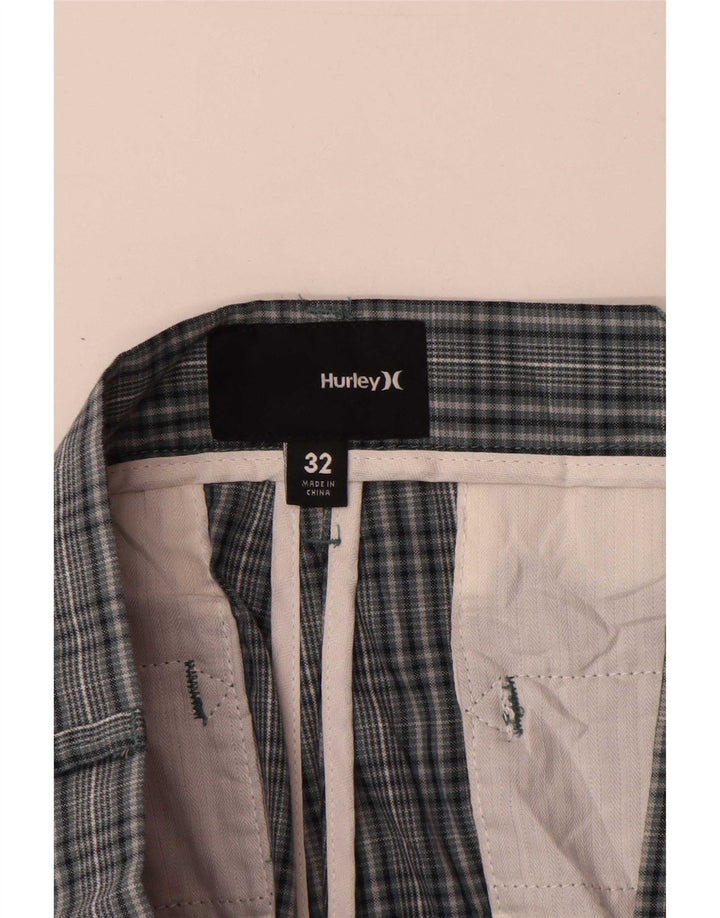Hurley Short Chino Homme W32 Bleu Moyen à Carreaux Coton