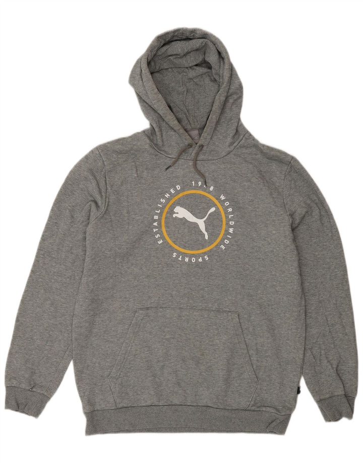 PUMA Pull à Capuche Graphique Homme Gris Moyen Coton