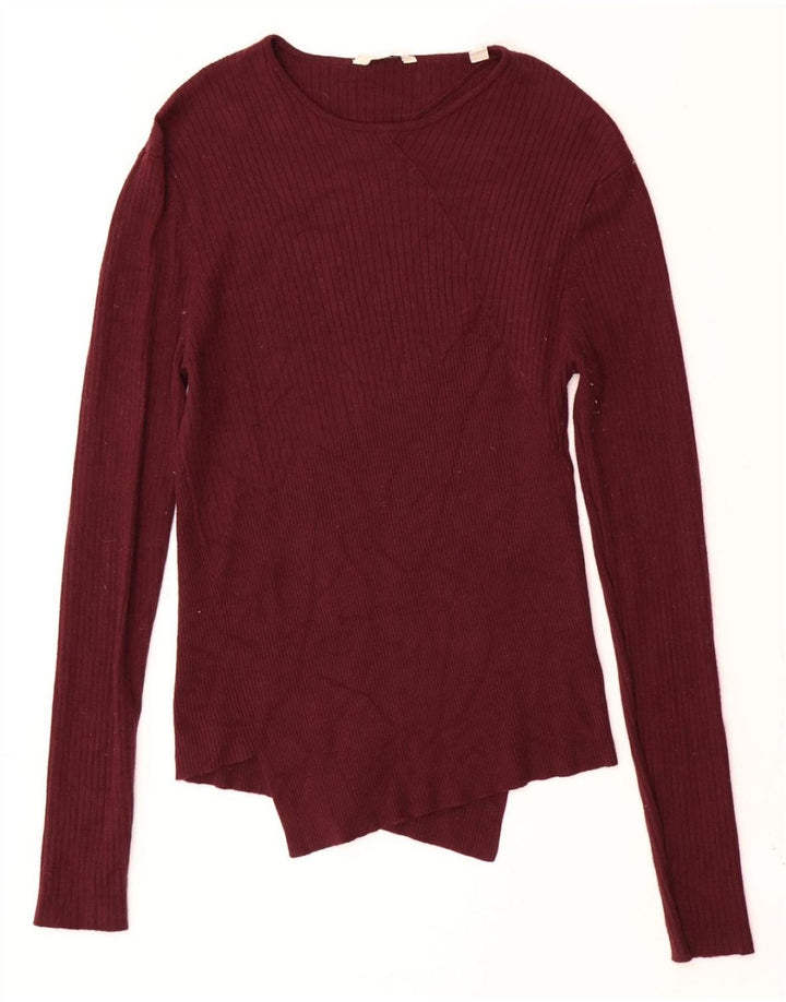 Jack Wills Pull col bateau pour femme UK 10 Petite viscose bordeaux