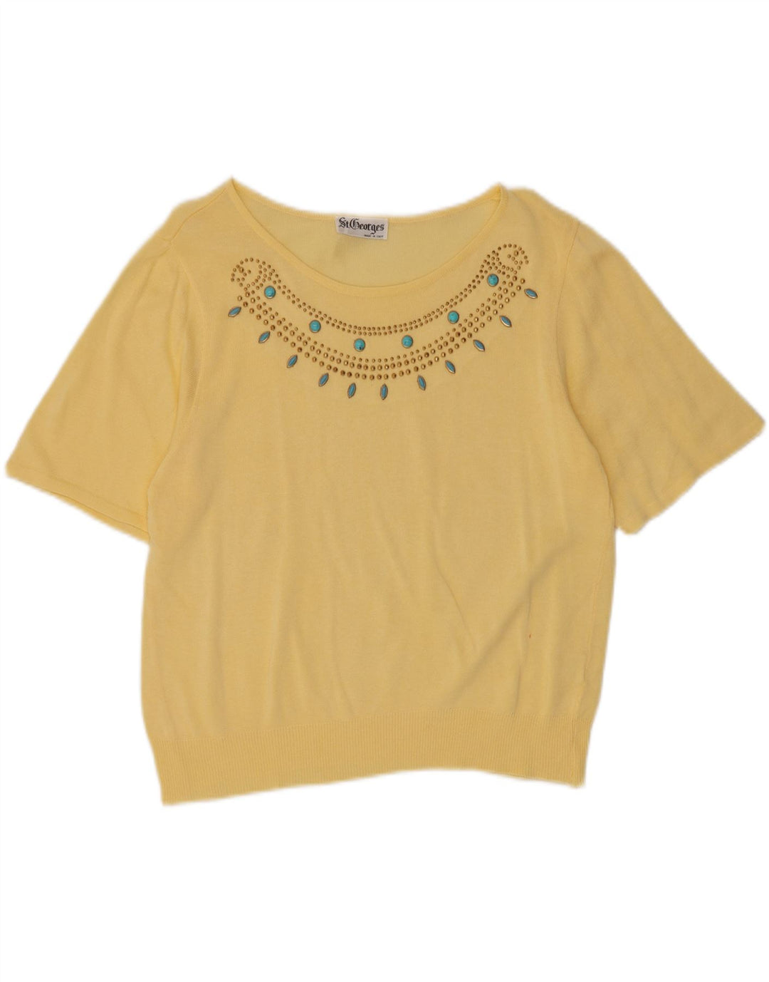 St. Georges Pull col bateau pour femme UK 12 Jaune moyen