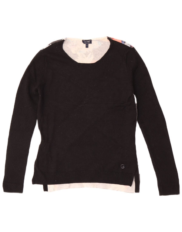 Emporio Armani Femme Pull Col Bateau IT 44 Moyen Noir Floral