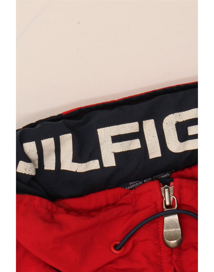 Tommy Hilfiger Veste de pluie à capuche pour homme UK 40 Large Rouge Colorblock Nylon
