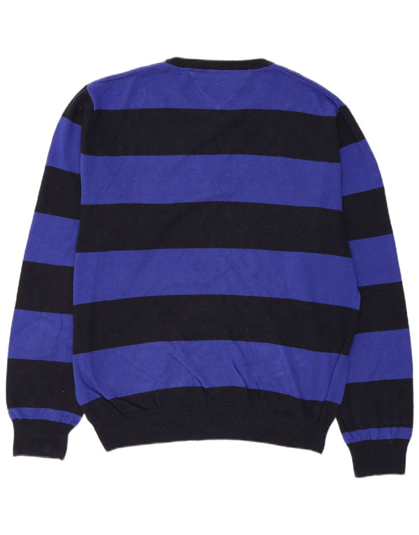 TOMMY HILFIGER Pull à col rond pour homme 2XL en coton rayé noir