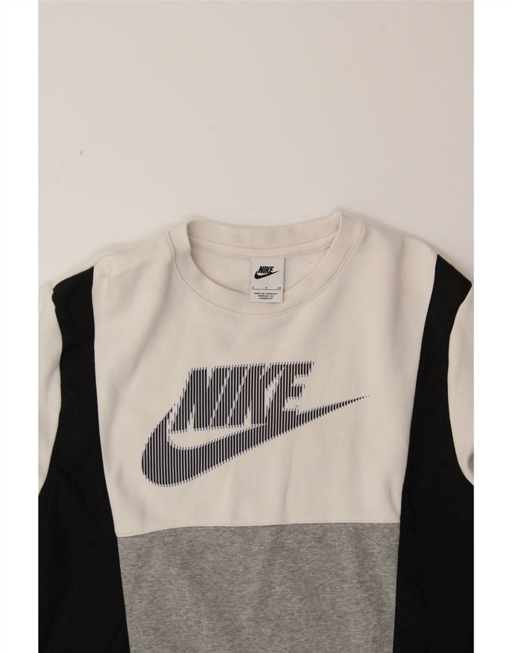 NIKE Sweat-shirt graphique pour hommes en coton color block petit blanc