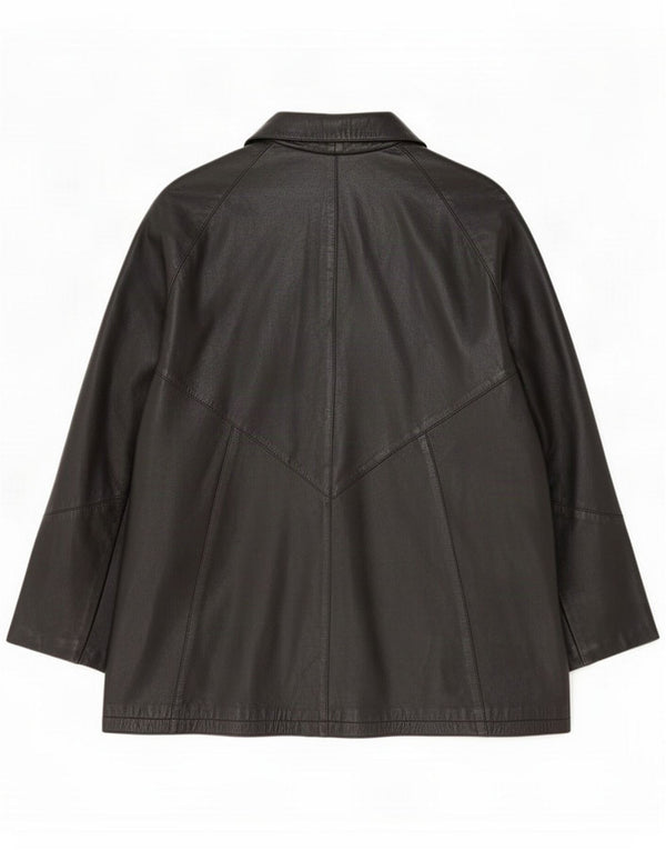 Vintage Manteau en cuir surdimensionné pour femme UK 16 Large Noir
