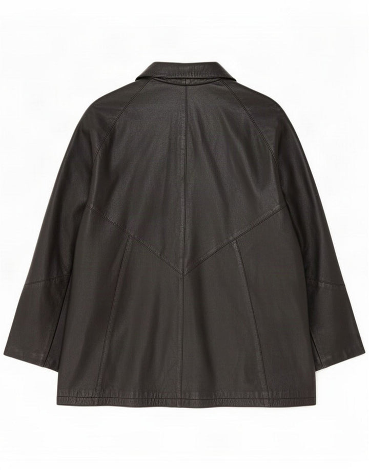 Vintage Manteau en cuir surdimensionné pour femme UK 16 Large Noir