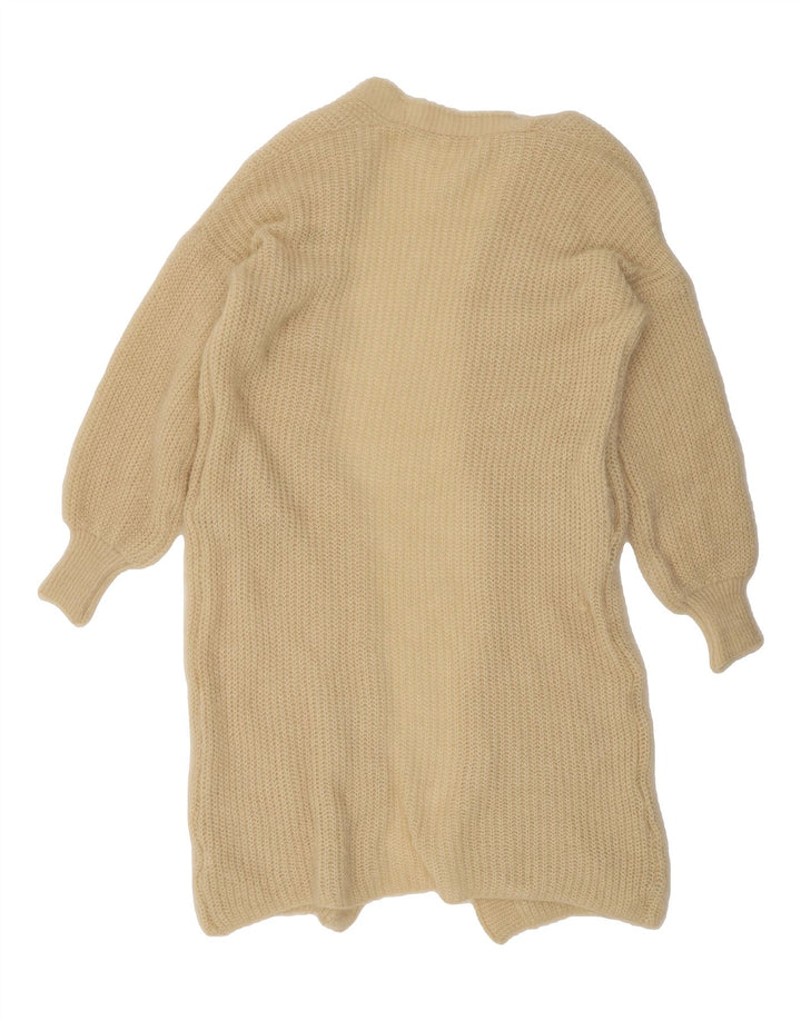 VINTAGE Womens Oversized Longline Open Cardigan Sweater UK 10 Small Beige Vintage Vintage and Second-Hand Vintage from Messina Hembry 
