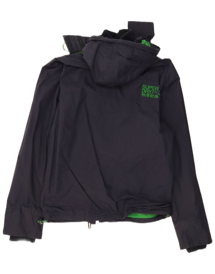 SUPERDRY Veste coupe-vent à capuche pour femme UK 16 Large Bleu Marine Polyester