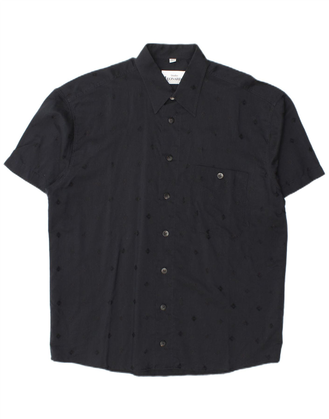 Studio Leonardo Chemise à manches courtes pour homme Taille 40 Moyen Noir Géométrique