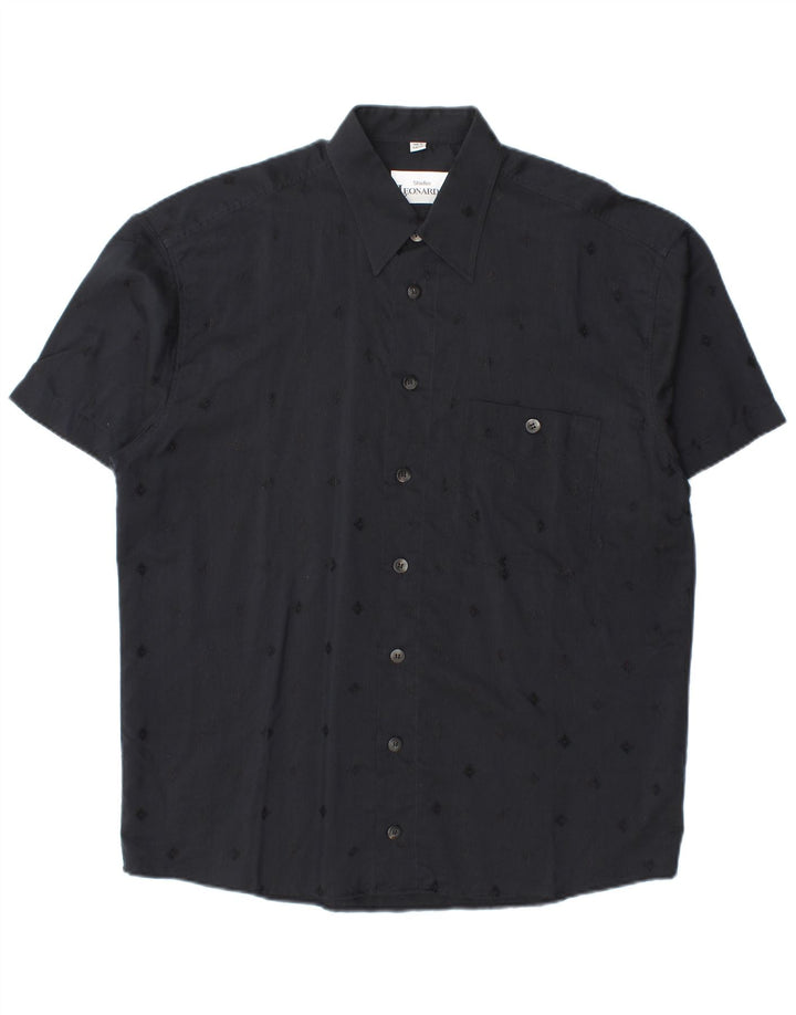 Studio Leonardo Chemise à manches courtes pour homme Taille 40 Moyen Noir Géométrique