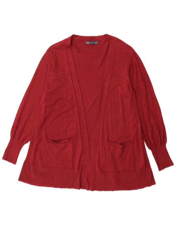 Marks & Spencer Pull cardigan ouvert long pour femme UK 14 Bordeaux moyen