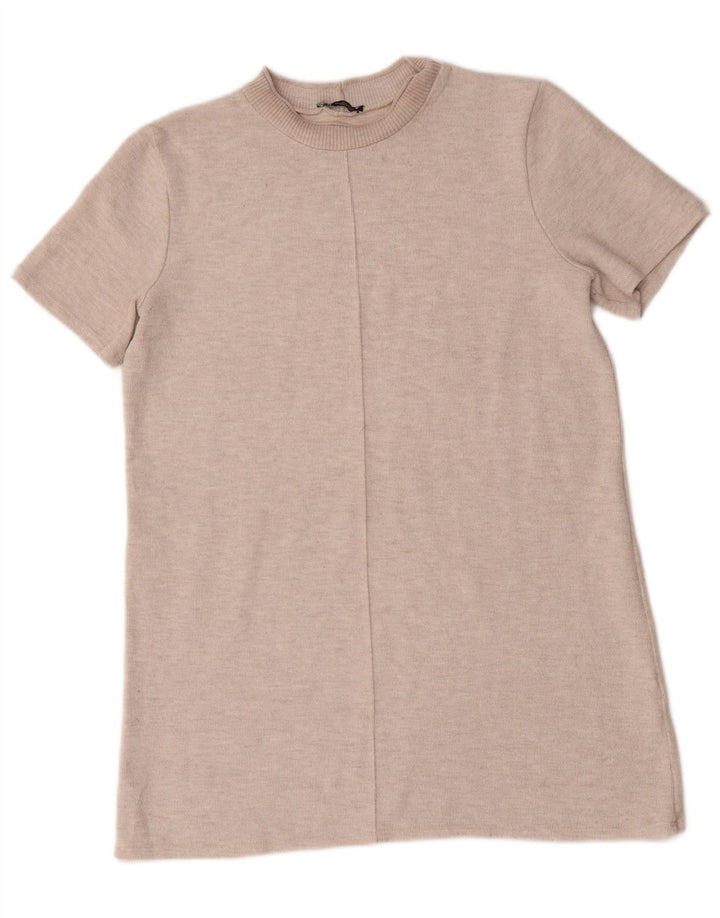 Zara Robe droite pour femme UK 16 Grand coton beige