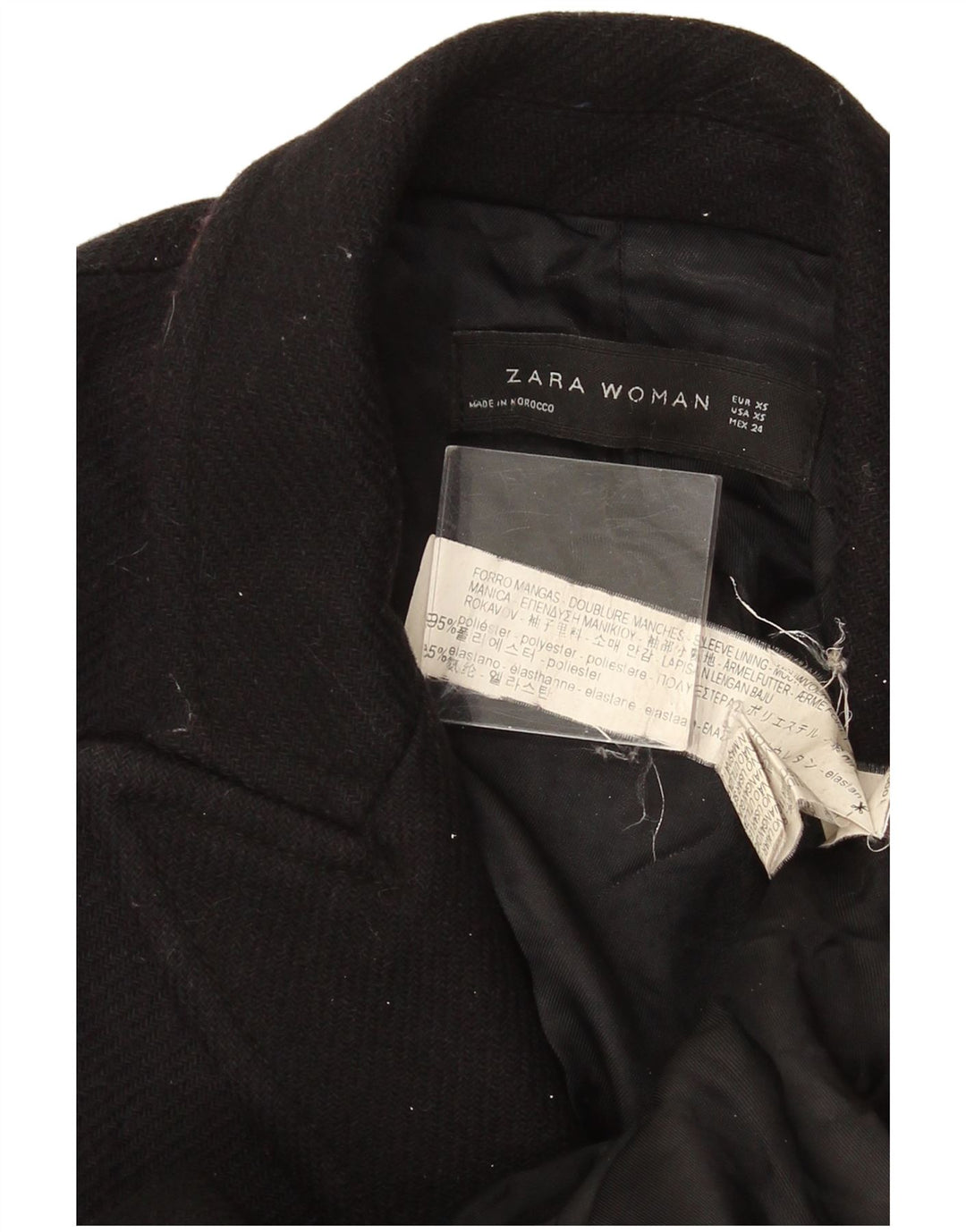 Zara Manteau croisé pour femme UK 6 XS Noir Polyester