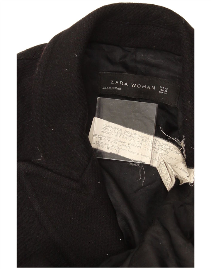 Zara Manteau croisé pour femme UK 6 XS Noir Polyester
