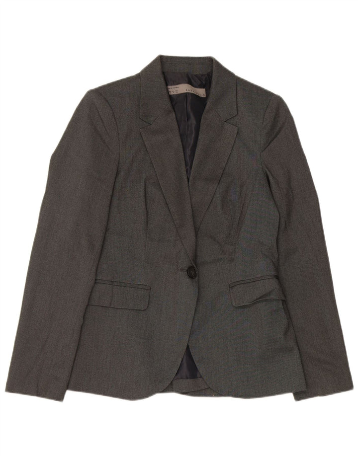 Zara Veste Blazer 1 Bouton Femme UK 12 Gris Moyen Polyester
