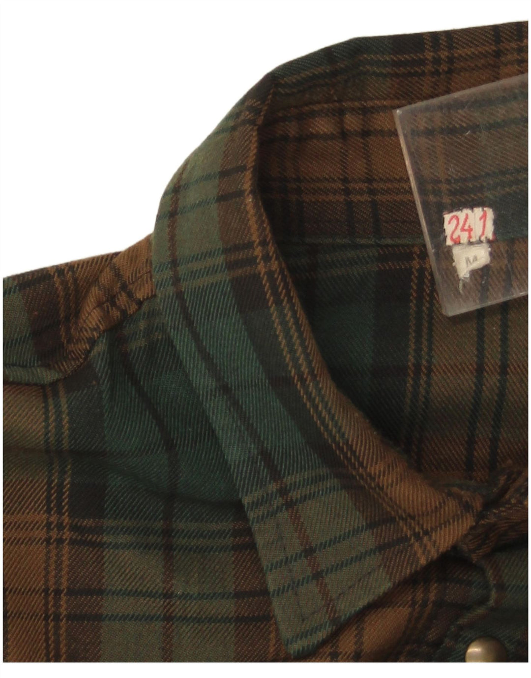 chemise en flanelle vintage pour hommes à carreaux vert moyen