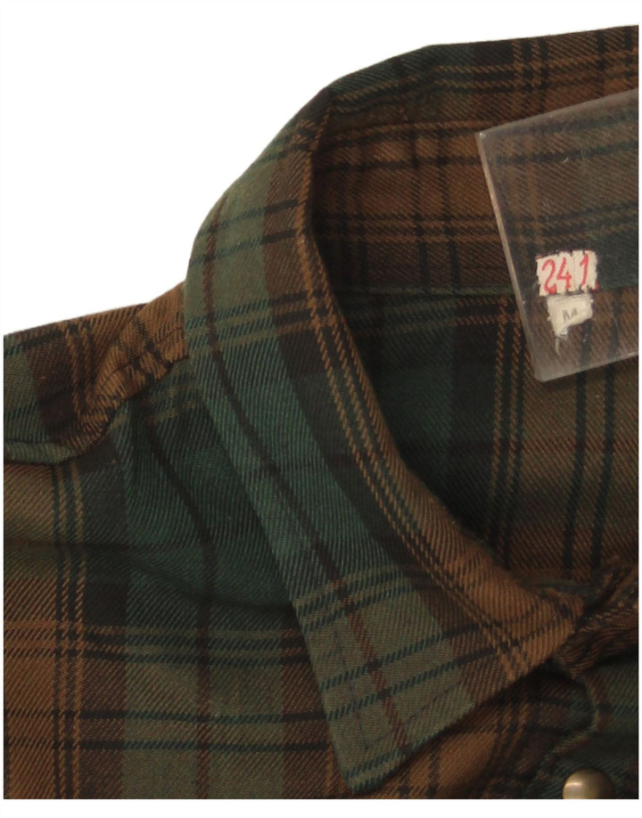 chemise en flanelle vintage pour hommes à carreaux vert moyen