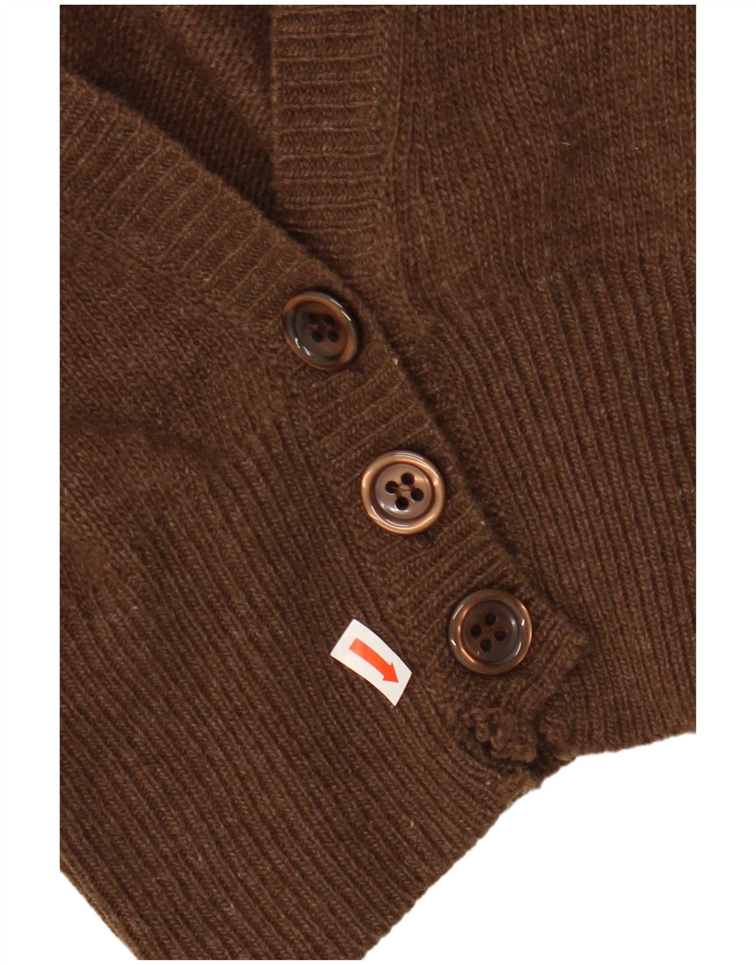 VINTAGE Femmes Crop Cardigan Pull UK 14 Laine d’Agneau Brun Moyen