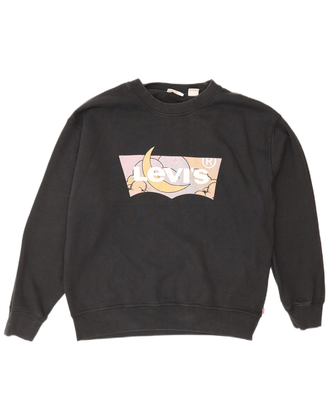 Levi's Sweat-Shirt Graphique Oversize Femme UK 14 Noir Moyen Coton