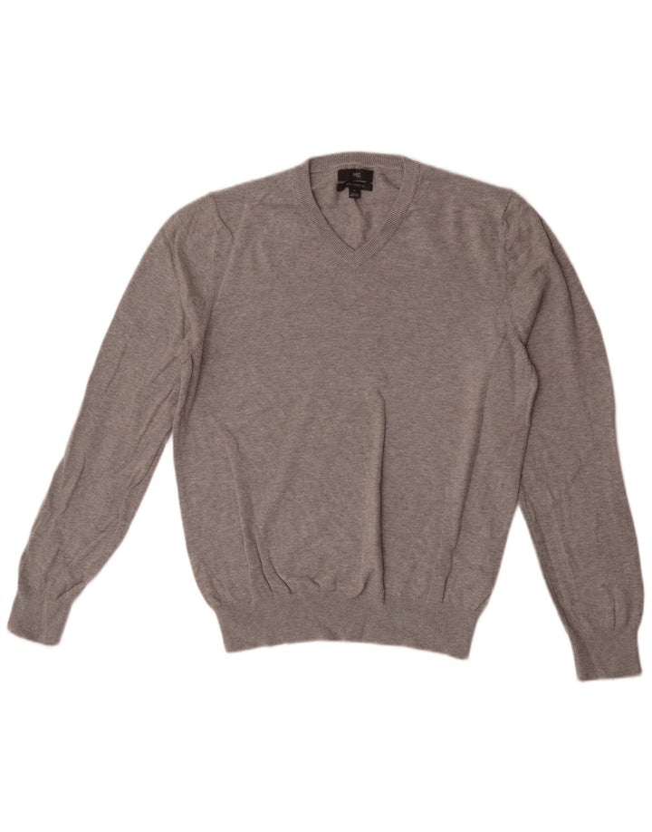 Marks & Spencer Pull Col V Homme Gris Moyen Moucheté Coton