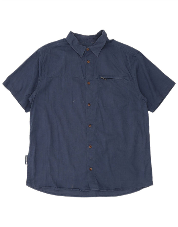 Mountain Warehouse Chemise à manches courtes pour homme en coton bleu marine Taille L