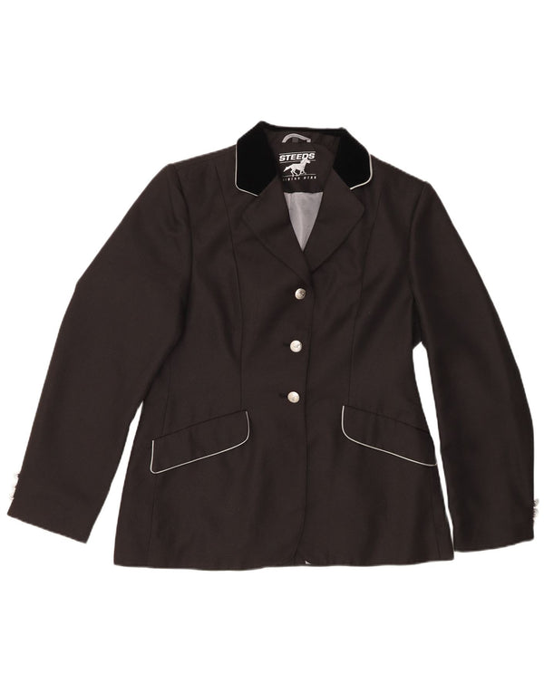 vintage Femme 3 Bouton Blazer Veste EU 38 Medium Black Colourblock