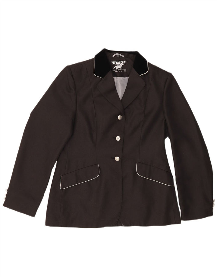 vintage Femme 3 Bouton Blazer Veste EU 38 Medium Black Colourblock