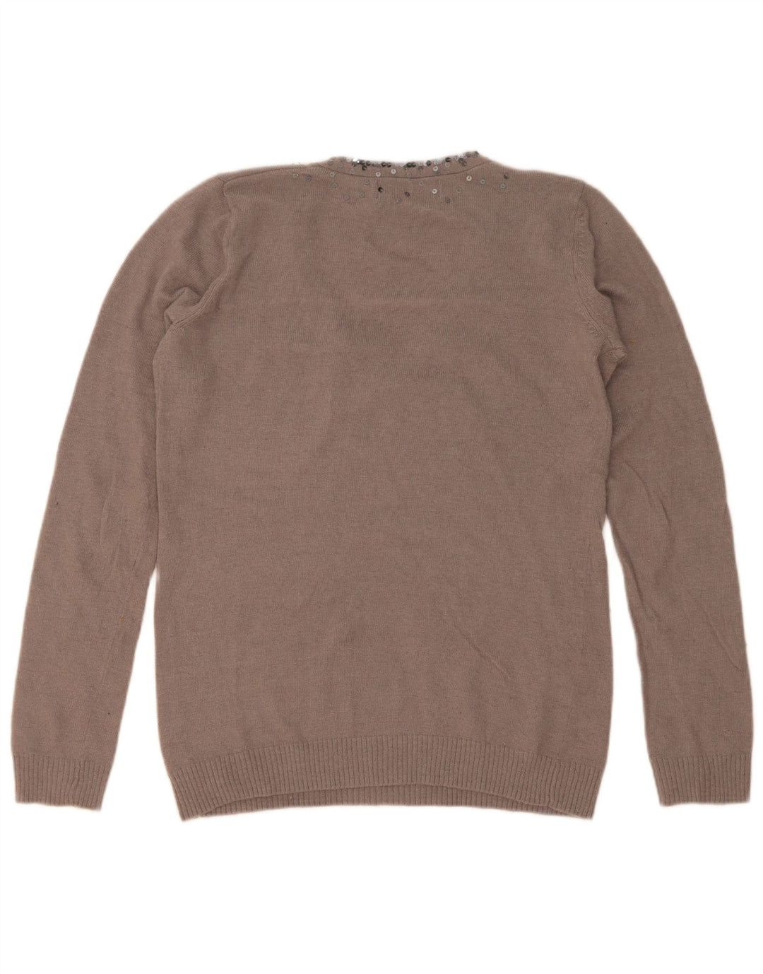 Zara Pull col V pour femme UK 14 Marron moyen