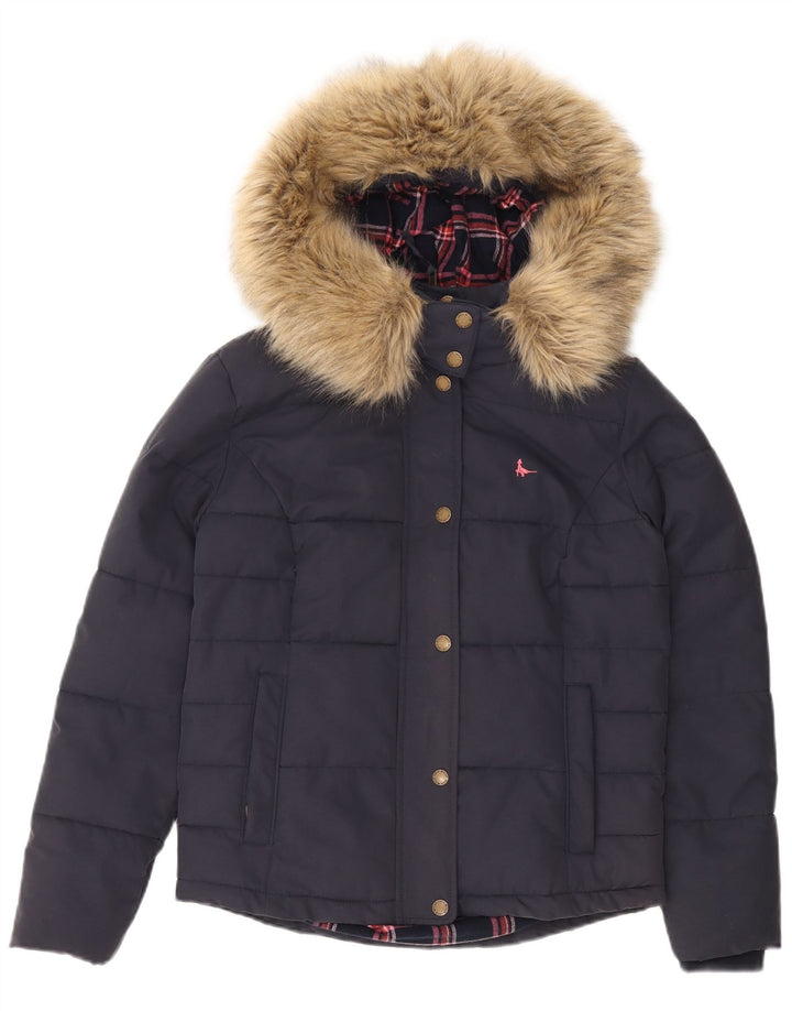 Jack Wills Veste matelassée à capuche pour femme UK 8 Small Bleu marine