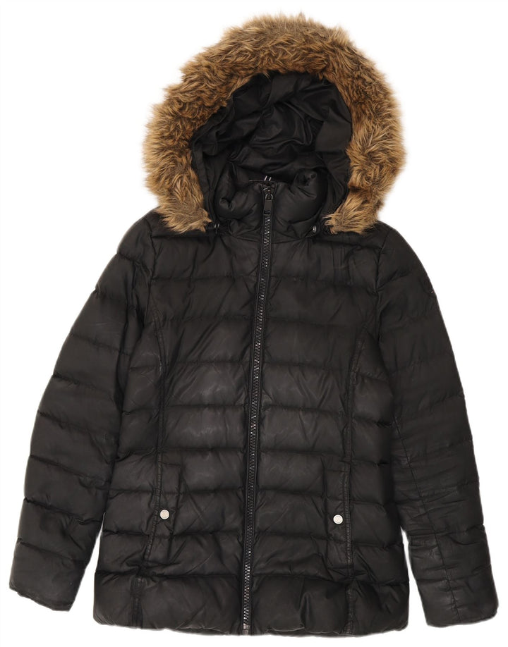 Tommy Hilfiger Veste matelassée à capuche pour femme UK 10 Small Noir Polyester