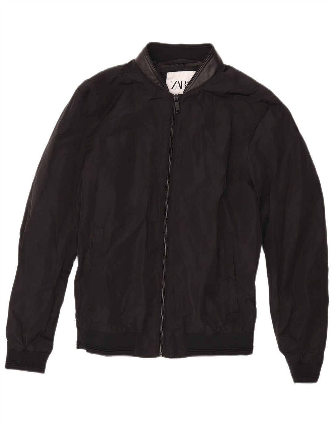 ZARA Veste Bomber Homme UK 36 Petit Noir Polyester