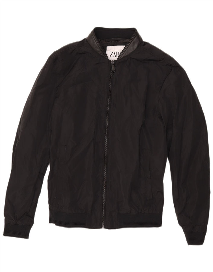 ZARA Veste Bomber Homme UK 36 Petit Noir Polyester