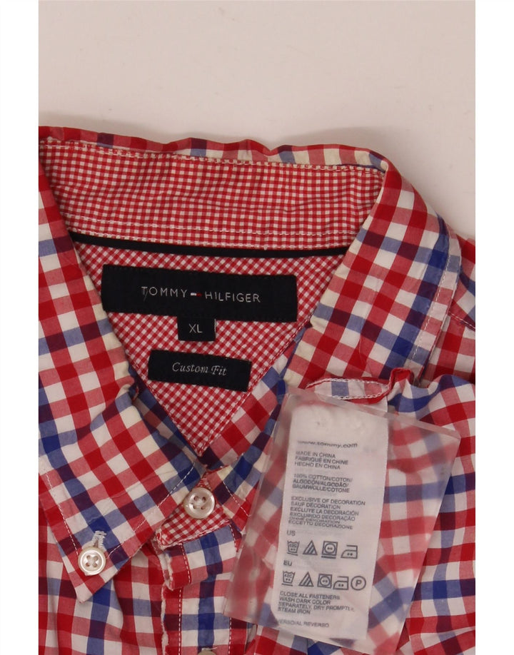 Tommy Hilfiger Chemise sur mesure pour homme XL en coton vichy rouge