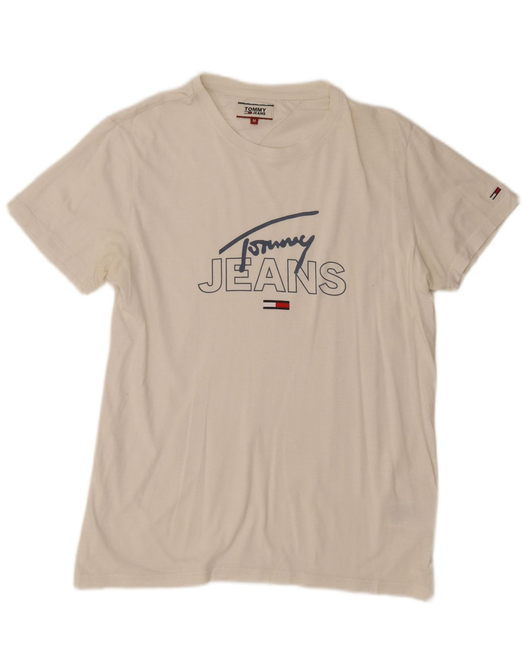 Tommy Hilfiger T-Shirt Graphique Homme Blanc Moyen Coton