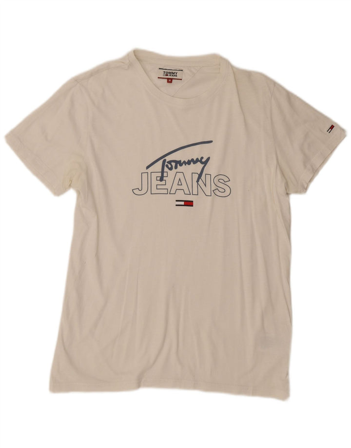 Tommy Hilfiger T-Shirt Graphique Homme Blanc Moyen Coton