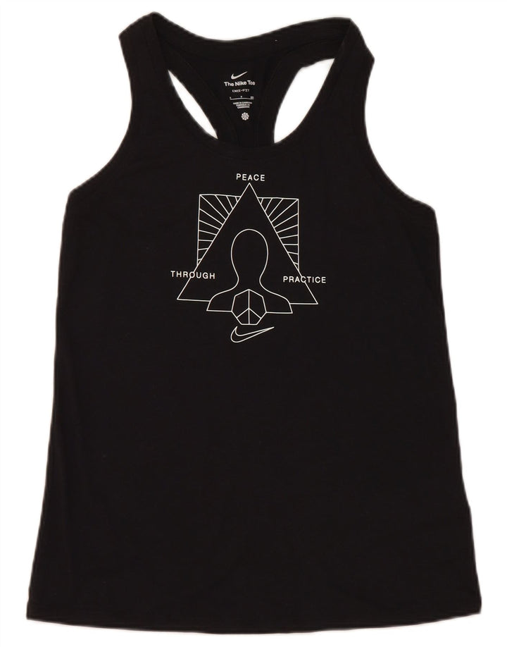 Nike Womens Dri Fit Graphic Débardeur UK 10 Petit Noir Polyester