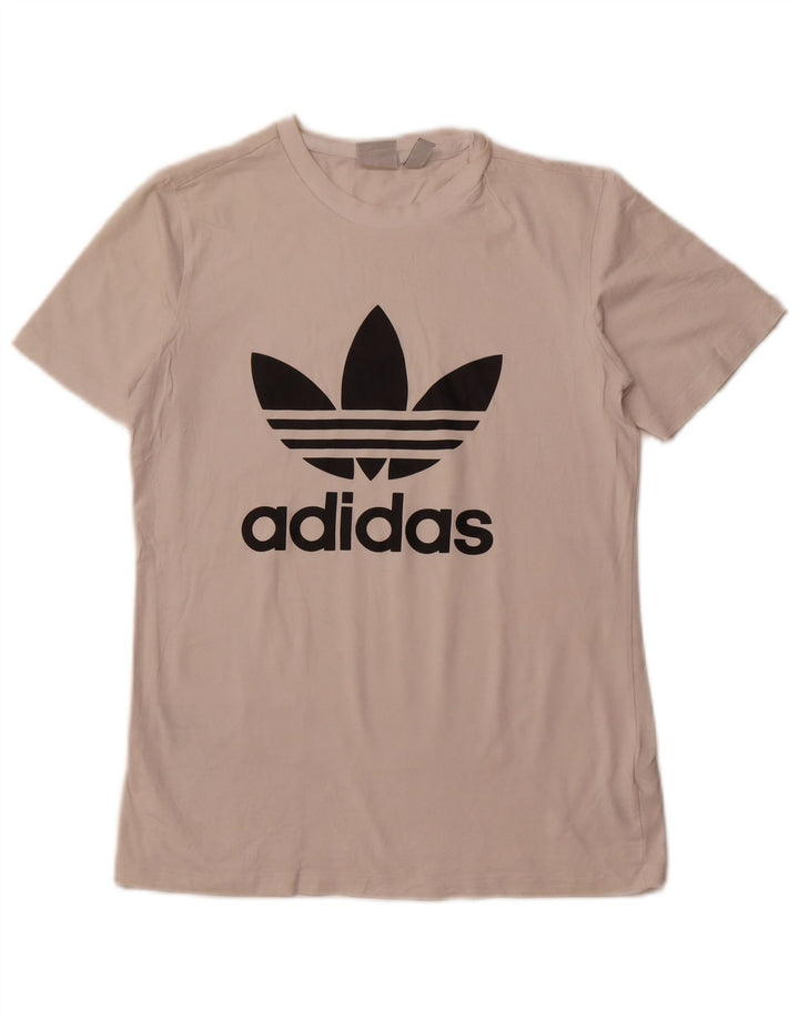 ADIDAS T-shirt graphique pour femme UK 10 Petit coton blanc