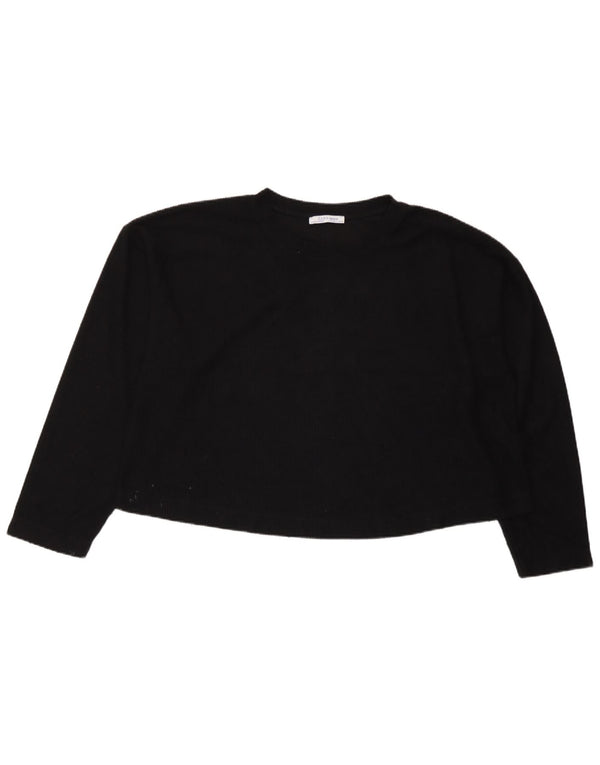 Zara Femme Trafaluc Crop Top Oversize Manches Longues UK 10 Petit Noir