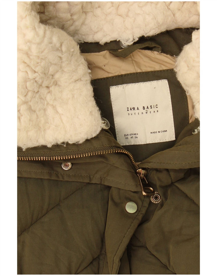 Zara Veste rembourrée surdimensionnée pour femme UK 6 XS Kaki