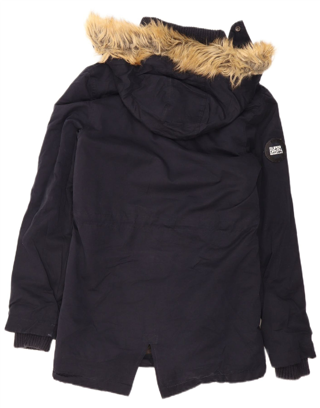 Superdry Veste Parka Sherpa À Capuche Femme UK 14 Bleu Marine Moyen Polyester