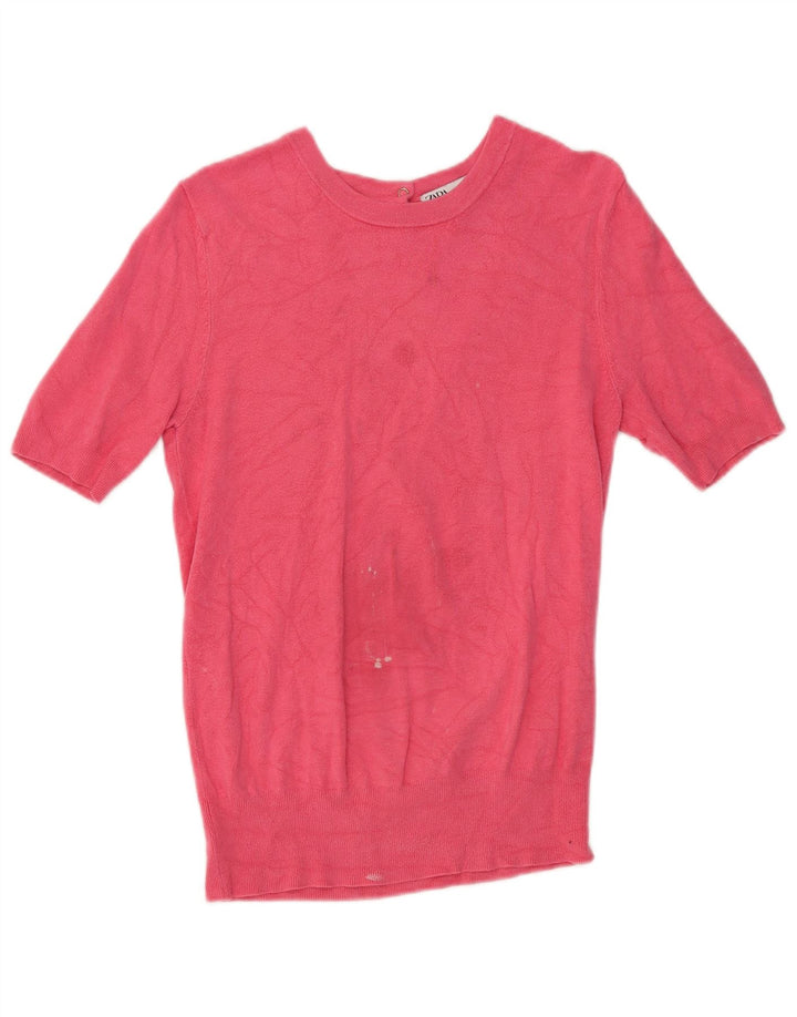 Zara T-Shirt Femme Top UK 16 Large Rose