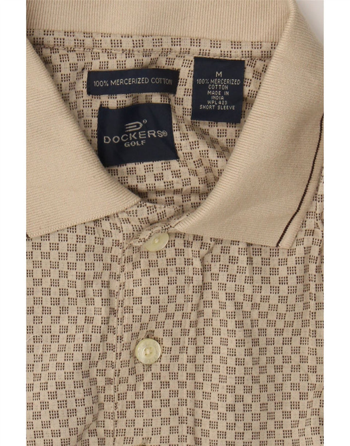 DOCKERS Mens Polo Shirt Medium Beige Geometric Cotton Vintage Dockers and Second-Hand Dockers from Messina Hembry 