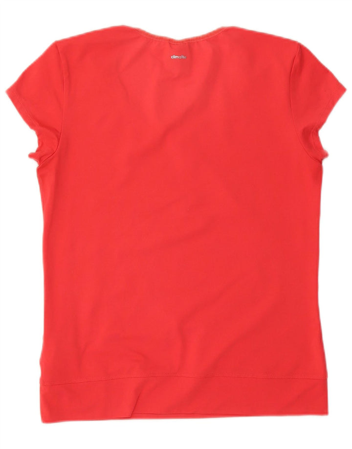 ADIDAS Femmes Climalite T-Shirt Top UK 12/14 Rouge Moyen Polyester