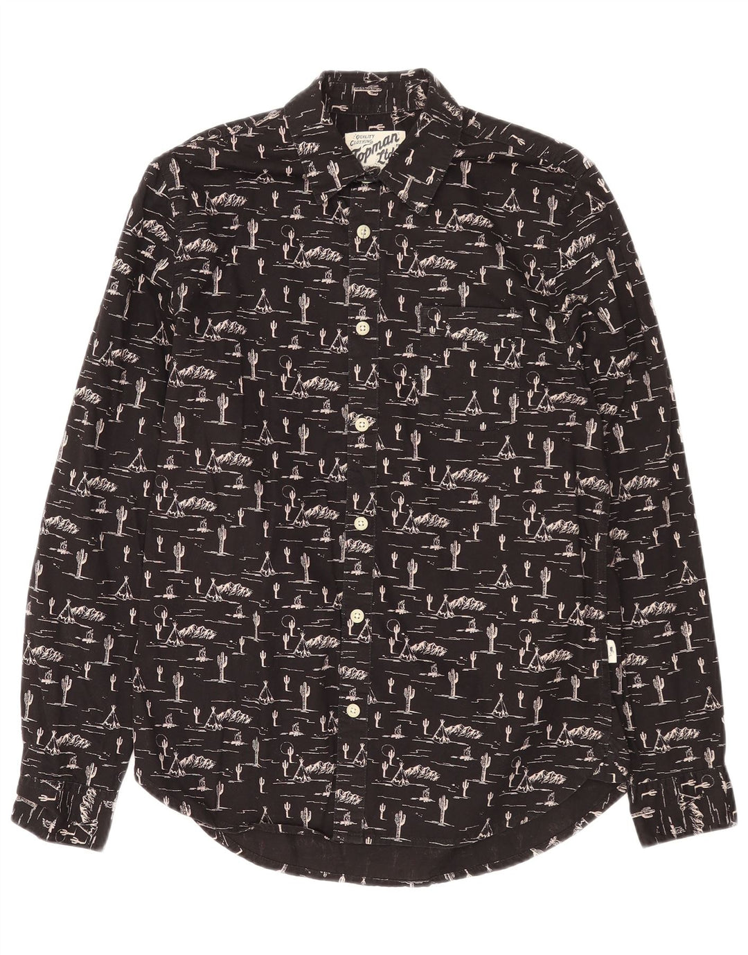 TOPMAN Chemise homme motif abstrait petit coton noir