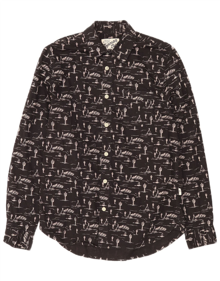 TOPMAN Chemise homme motif abstrait petit coton noir