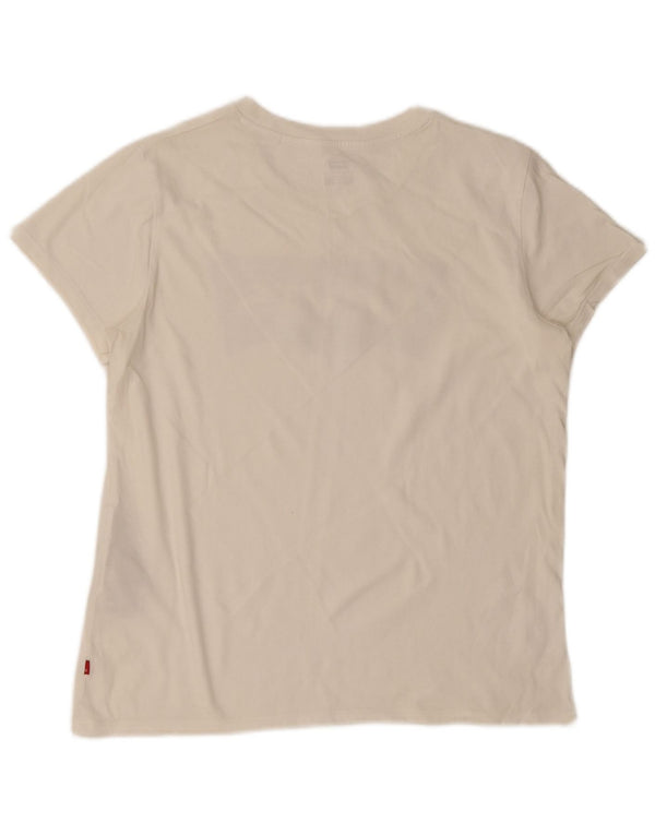 Levi's T-Shirt Graphique Femme UK 14 Large Blanc Coton
