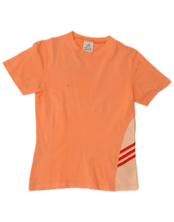 Adidas T-shirt à manches courtes pour femme UK 12 Orange moyen Colourblock