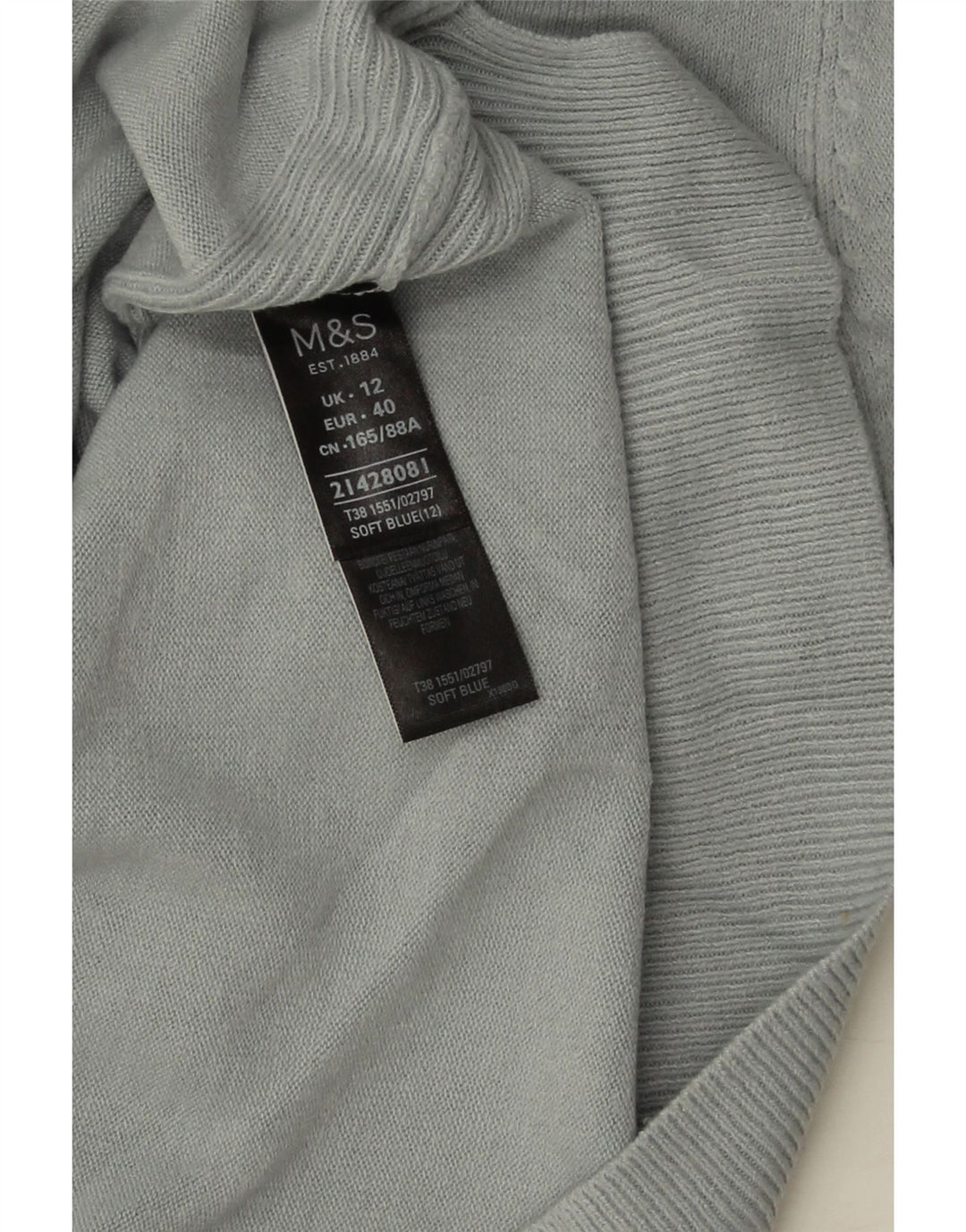 Marks & Spencer Pull ras du cou pour femme UK 12 Bleu moyen Acrylique