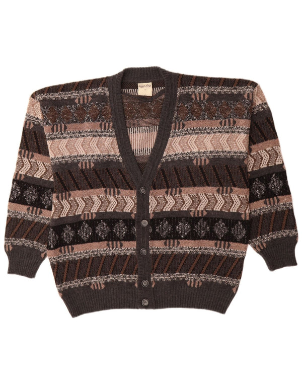 Angelo Litrico Homme Cardigan Pull Moyen Multicolore Géométrique Laine