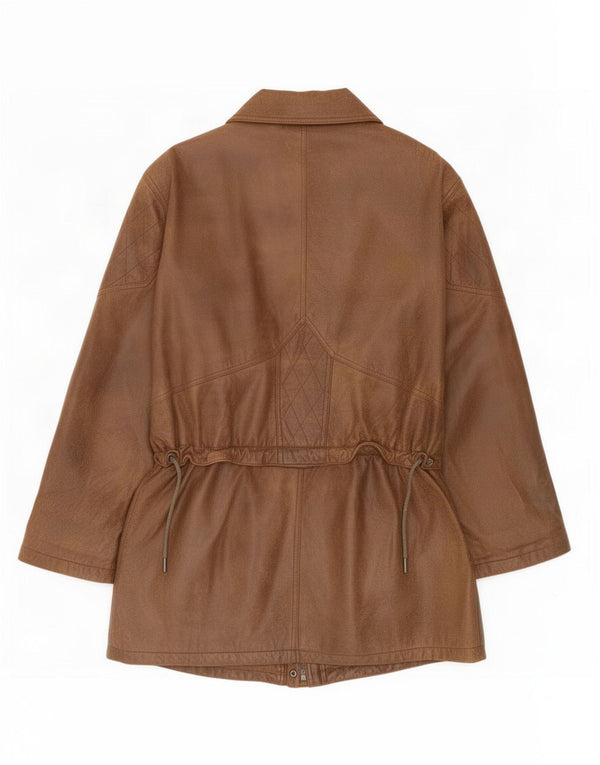 Vintage Womens Leather Coat EU 40 Medium Brown
